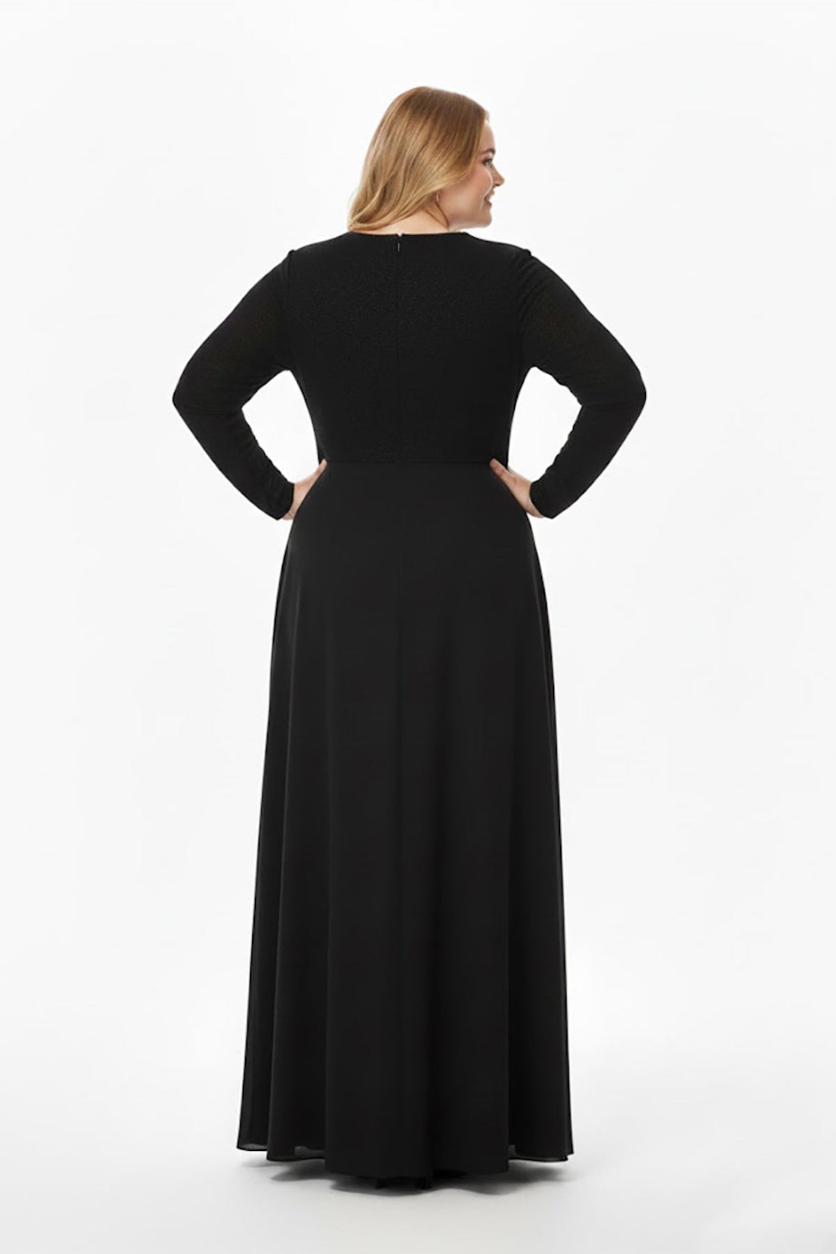 Büyük Beden Bisiklet Yaka Taşlı Abiye 