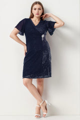 Robe Midi Grande Taille Avec Broche À La Taille — Bleu Marine