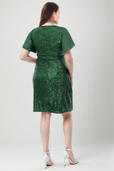 Robe Midi Grande Taille Avec Broche À La Taille — Vert Émeraude