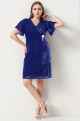 Robe Midi Grande Taille Avec Broche À La Taille — Bleu Roi