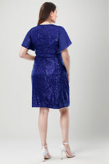 Robe Midi Grande Taille Avec Broche À La Taille — Bleu Roi