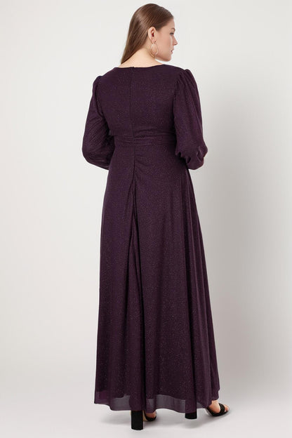 Plus - Size Long Sparkle Evening Dress — Dark Purple