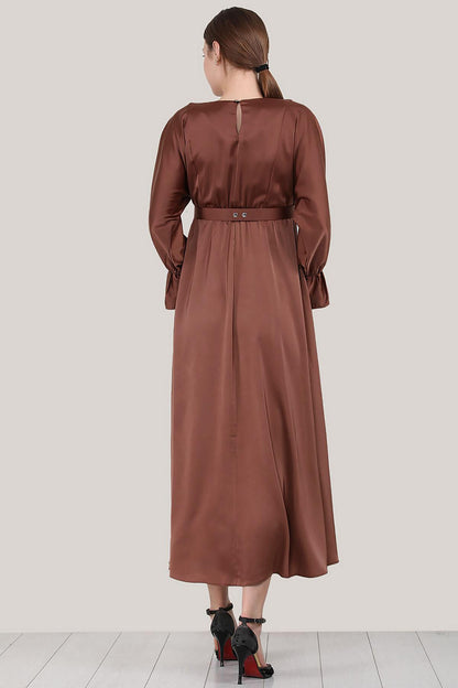 Satijnen Maxi - Jurk — Bruin