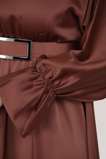 Satijnen Maxi - Jurk — Bruin