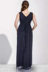 Robe De Soirée Longue Pailletée Grande Taille — Bleu Marine