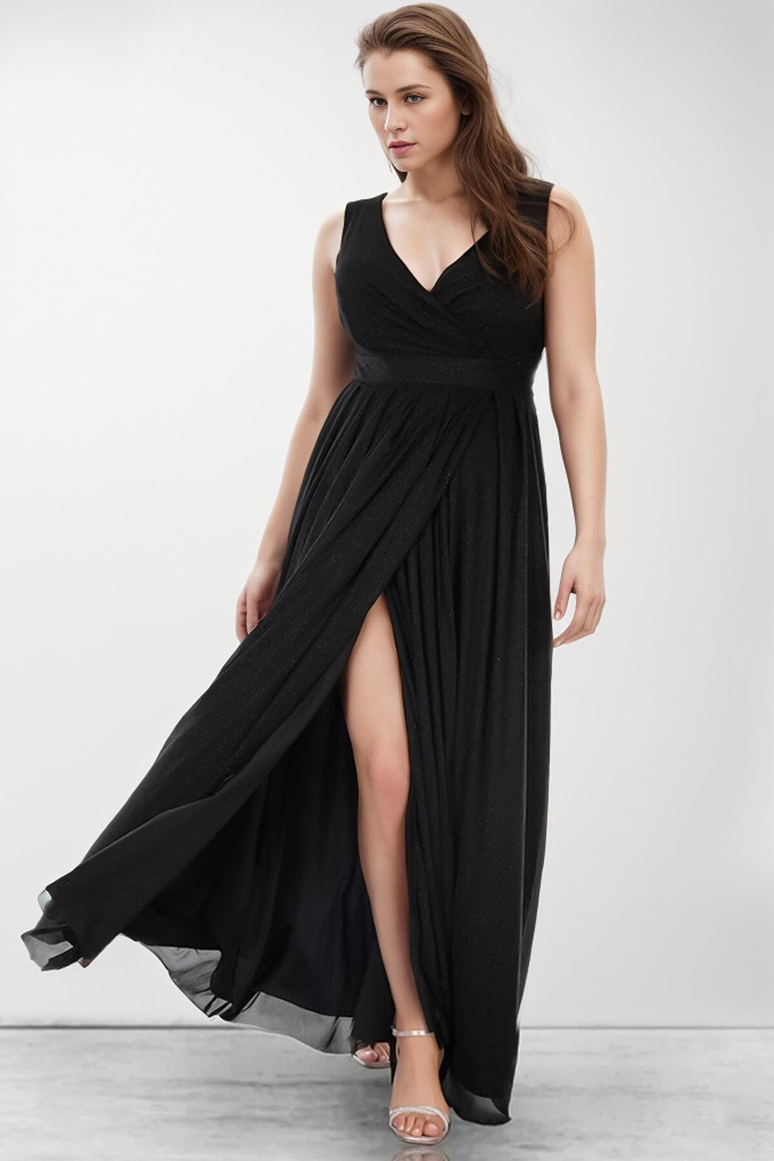 Robe De Soirée Longue Pailletée — Noire, Grande Taille