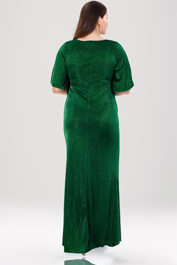 Plus - Size Glitter Avondjurk — Groen