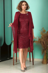 Robe De Soirée En Chiffon À Sequins, Grande Taille — Bordeaux