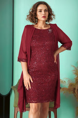 Robe De Soirée En Chiffon À Sequins, Grande Taille — Bordeaux