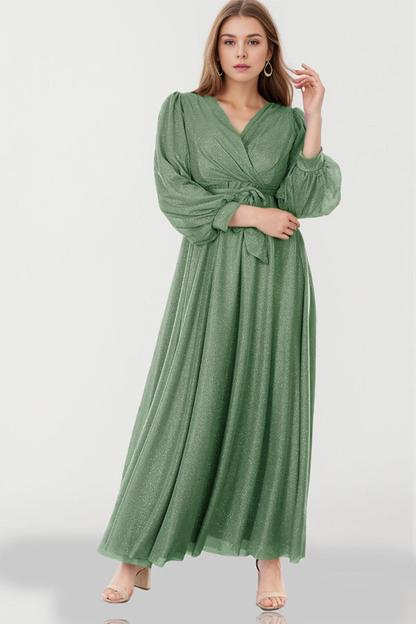 Maxi - Abendkleid In Großer Größe Mit Glitzer – Mint