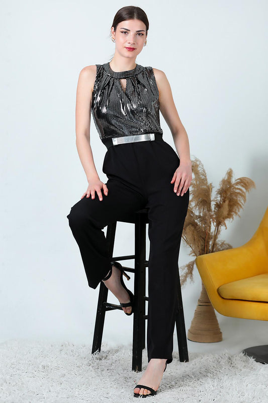 Abendkleid-Jumpsuit mit Pailletten für Damen - TTLM0063D2008SYH