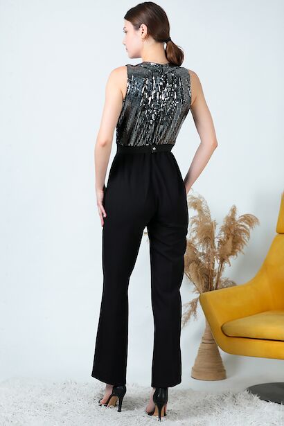 Abendkleid-Jumpsuit mit Pailletten für Damen - TTLM0063D2008SYH