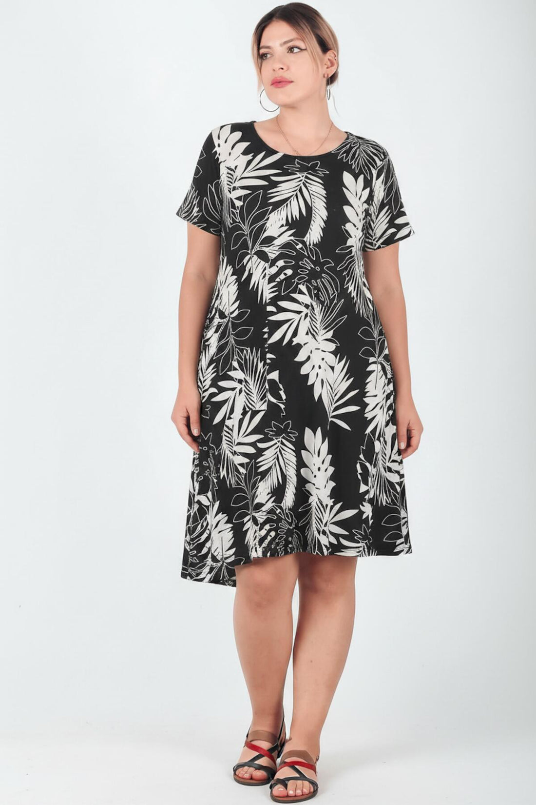 Robe Manches Courtes Grande Taille — Écru
