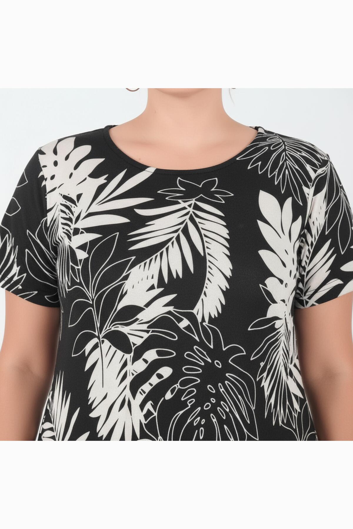 Kurzarmkleid, Ecru — Große Größen