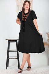 Robe Grande Taille Col Authentique — Noir