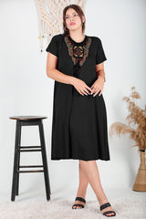Robe Grande Taille Col Authentique — Noir