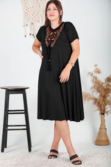 Robe Grande Taille Col Authentique — Noir