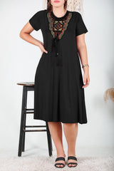 Robe Grande Taille Col Authentique — Noir