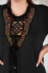 Robe Grande Taille Col Authentique — Noir