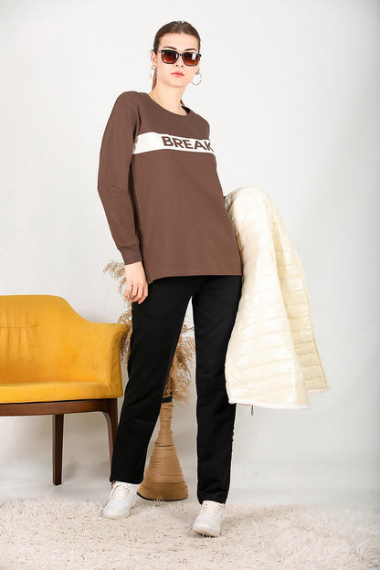 3-teiliges Damen-Trainingsanzug-Set in Ecru-Farbe