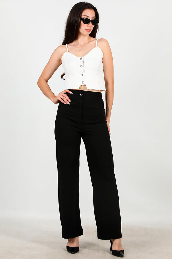 Palazzo‑Broek Van Crêpe – Zwart