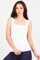 Pull Côtelé À Encolure Carrée — Off‑White
