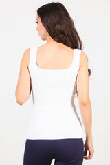 Pull Côtelé À Encolure Carrée — Off‑White