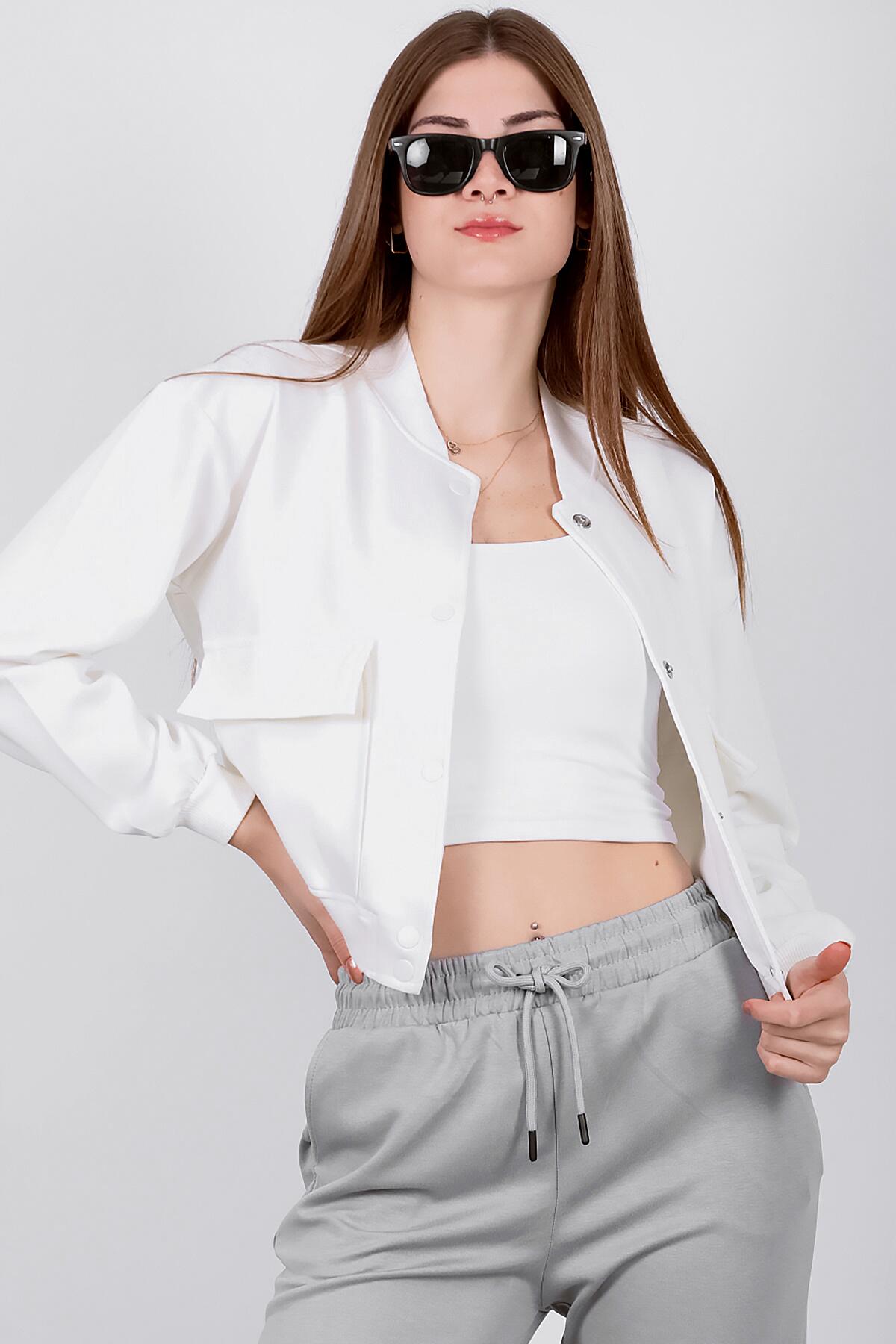 Kadın Büyük Cepli Bomber Ceket