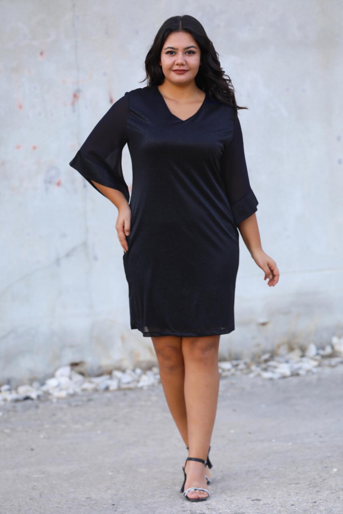 Plus - Size Navy Sparkle Evening Dress