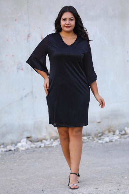 Plus - Size Navy Sparkle Evening Dress