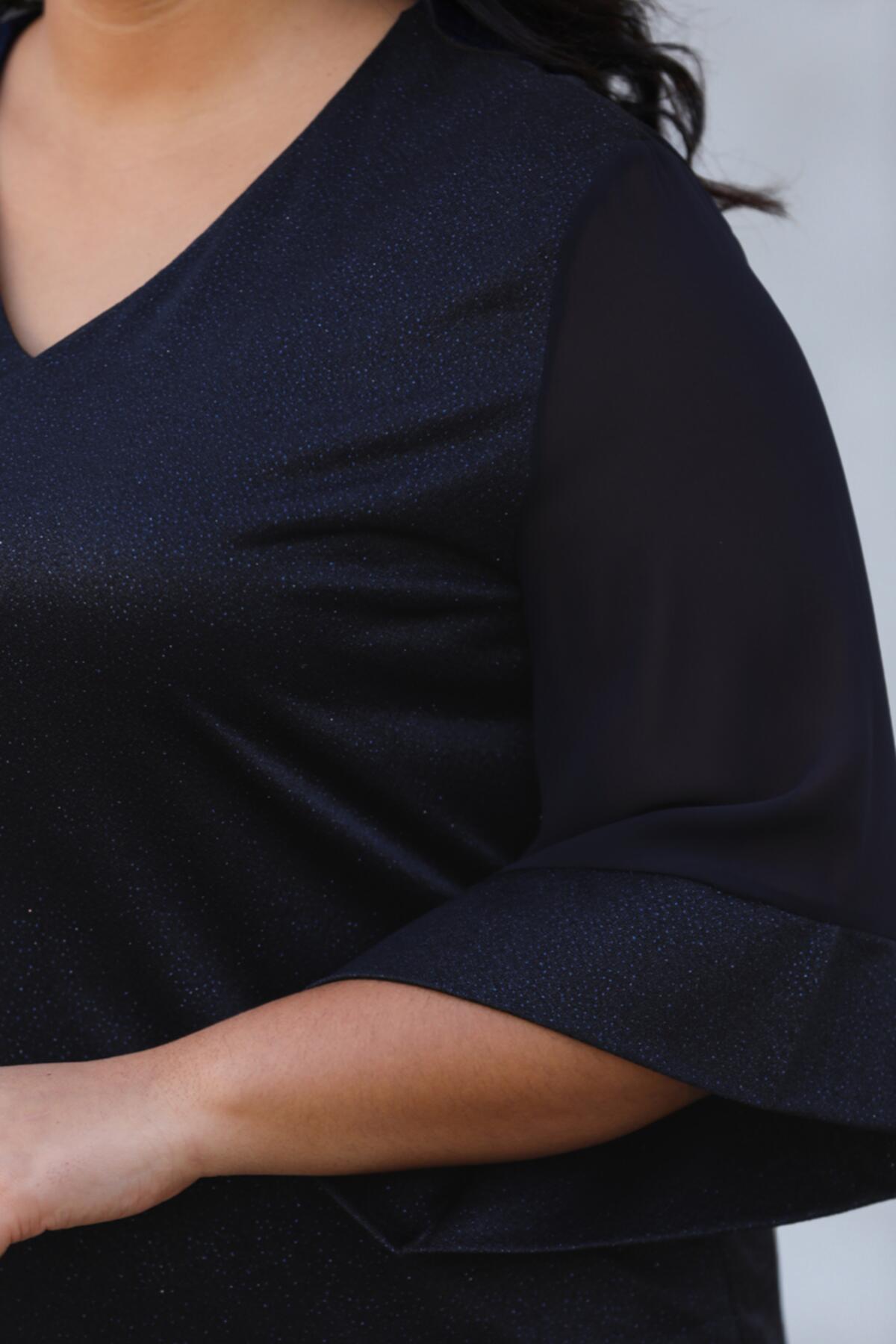 Plus - Size Navy Sparkle Evening Dress