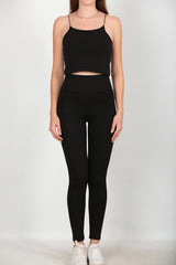 Legging Brillant Taille Haute – Noir