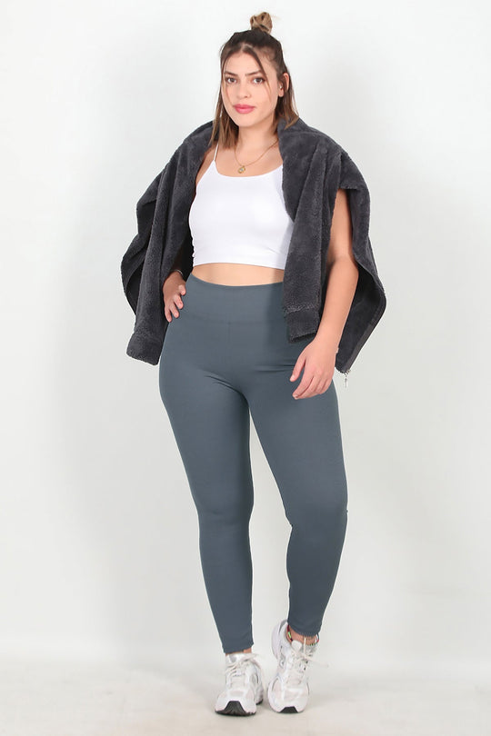 Geribde Legging, Grote Maat – Antraciet