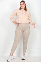 Legging Côtelé Grande Taille – Sable