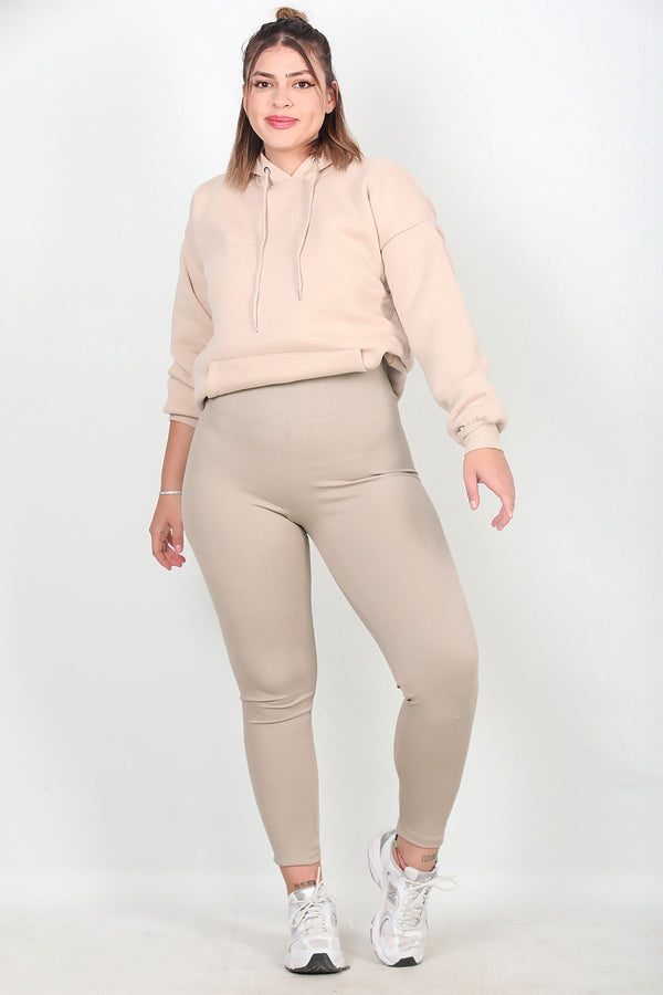 Geribde Legging, Grote Maat – Zand