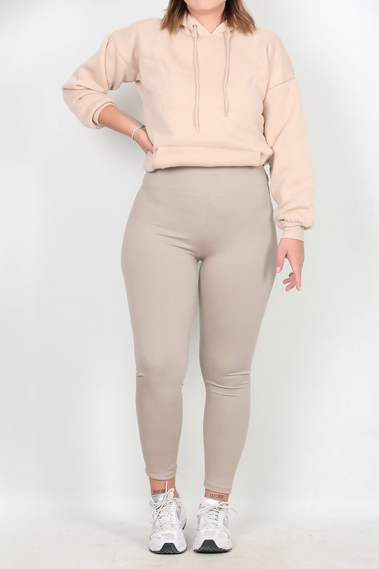 Geribde Legging, Grote Maat – Zand