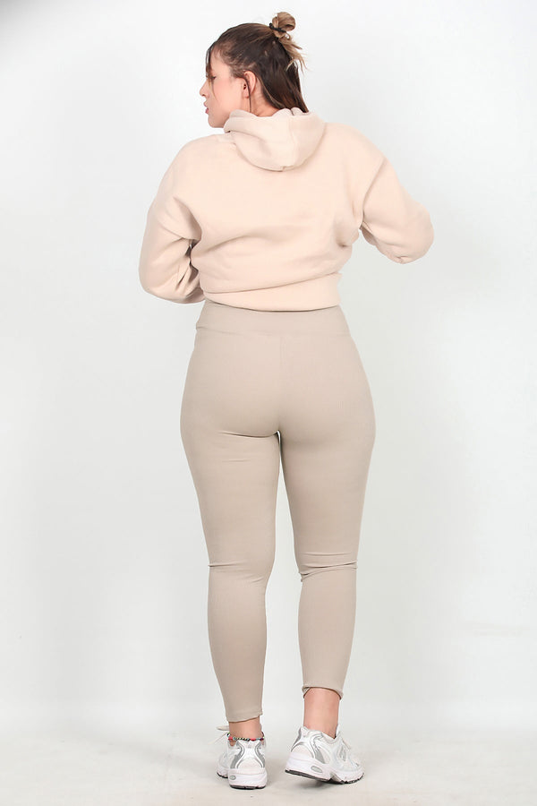 Geribde Legging, Grote Maat – Zand