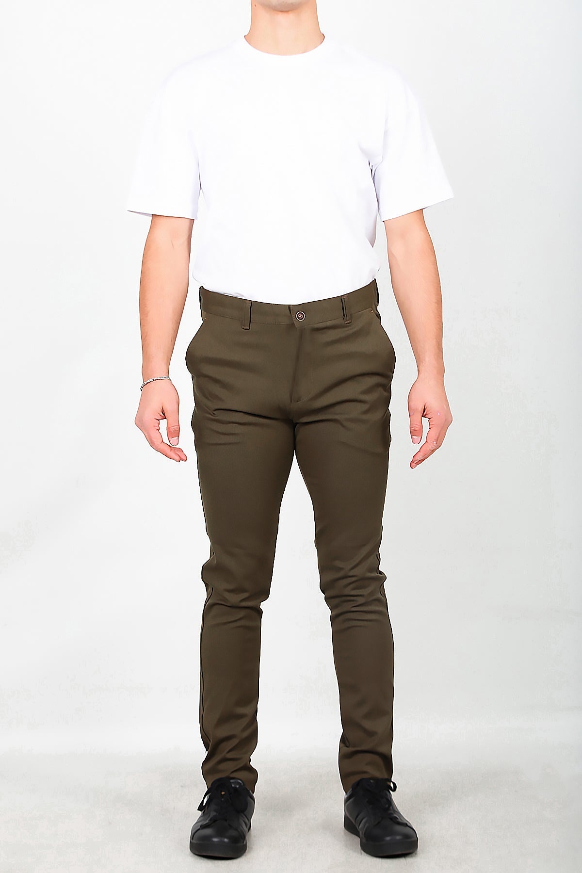Heren Broek Van Katoenmix — Bruin