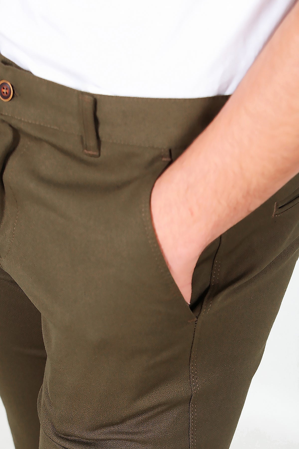 Heren Broek Van Katoenmix — Bruin
