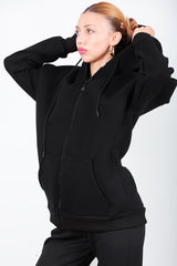 Sweat Zippé À Capuche Oversize — Noir