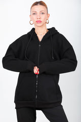 Sweat Zippé À Capuche Oversize — Noir