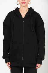 Sweat Zippé À Capuche Oversize — Noir