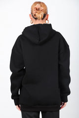 Sweat Zippé À Capuche Oversize — Noir
