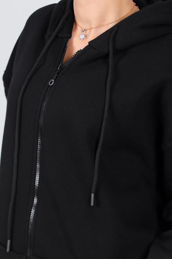 Oversized Zip - Hoodie — Zwart