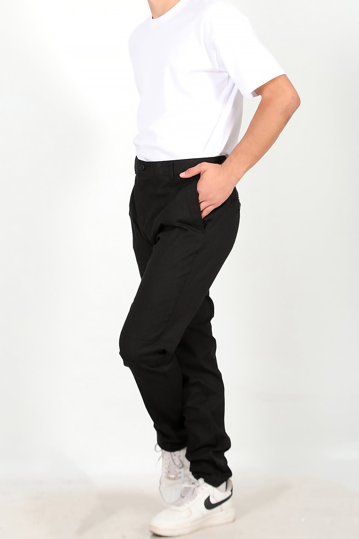 Herren Stoffhose – Schwarz