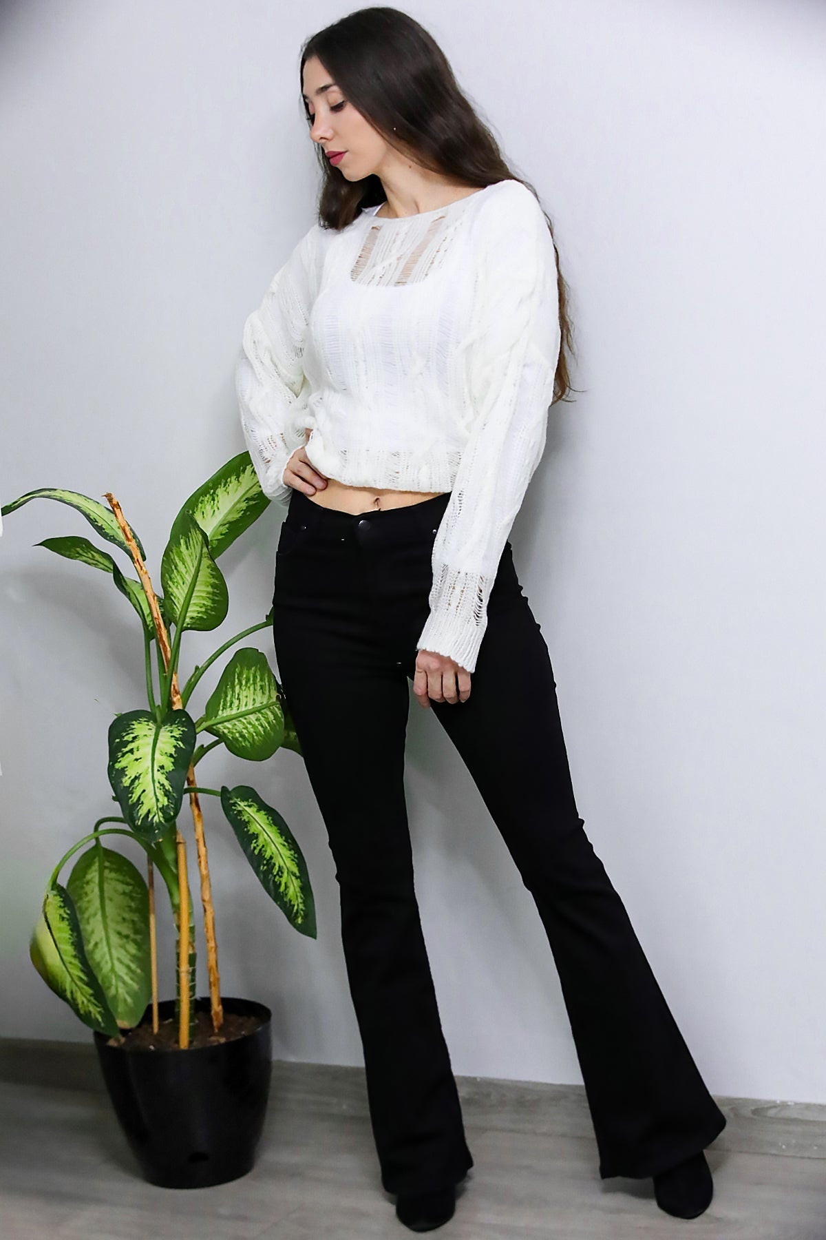 Zwarte Flared Broek