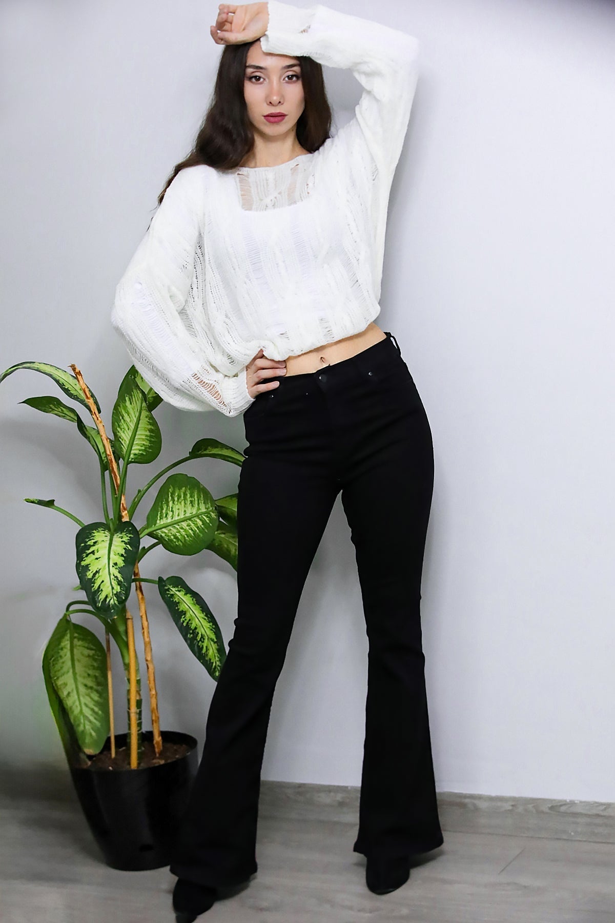 Zwarte Flared Broek