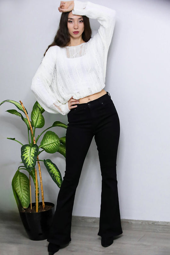 Zwarte Flared Broek
