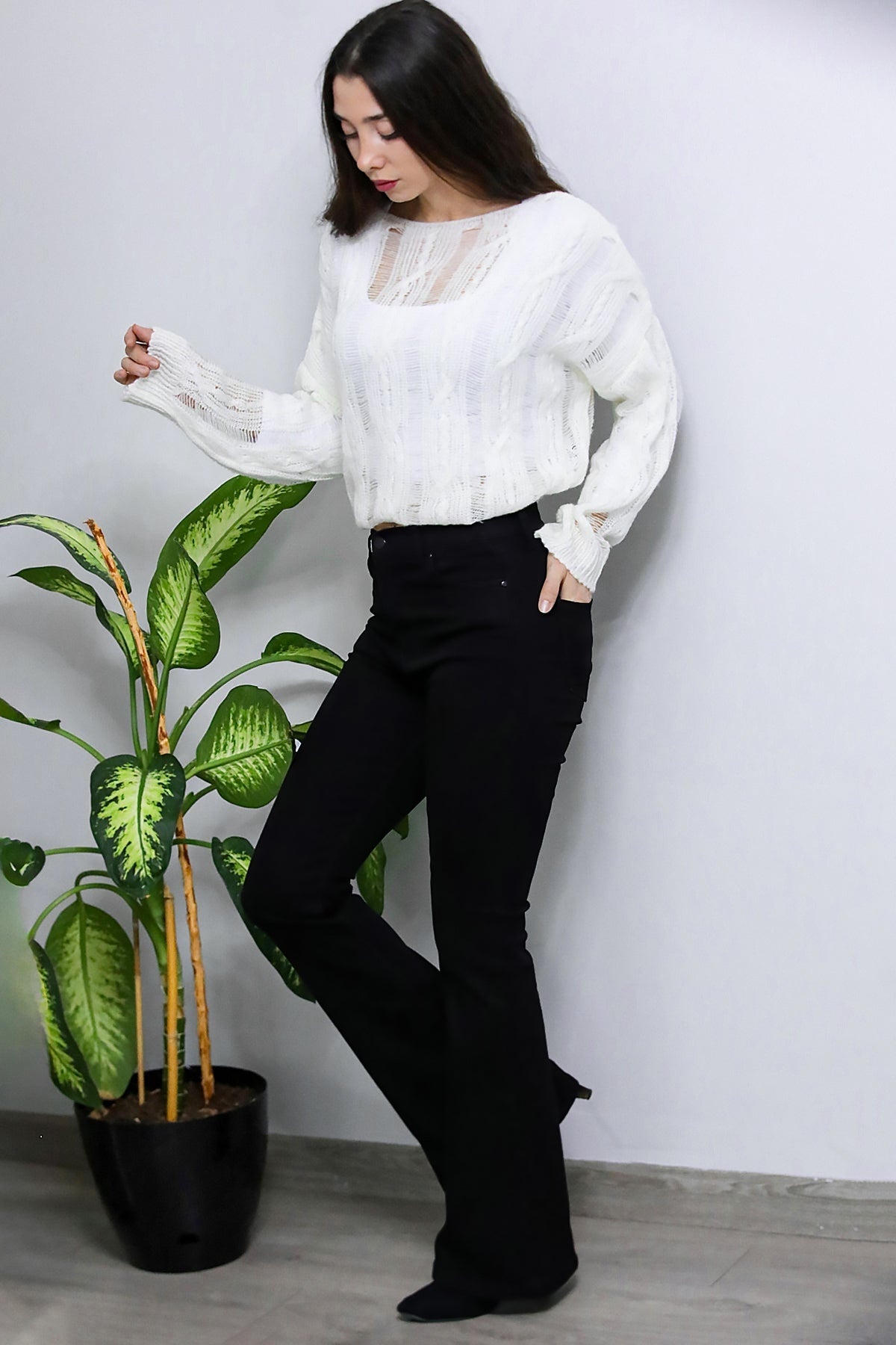 Zwarte Flared Broek