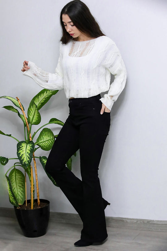 Zwarte Flared Broek